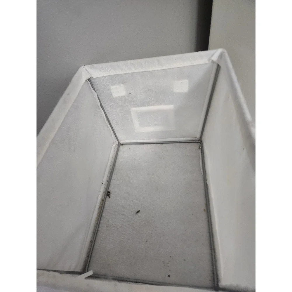 White Fabric Storage Bin Collapsible Organizer with Handle Rectangular Basket